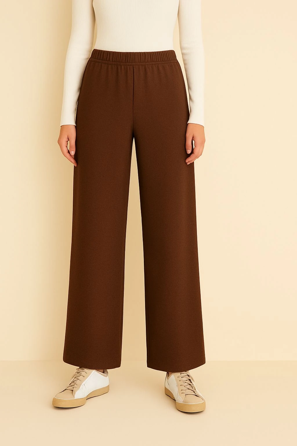 Premium Kumaş Yüksek Bel Pantolon Kahverengi