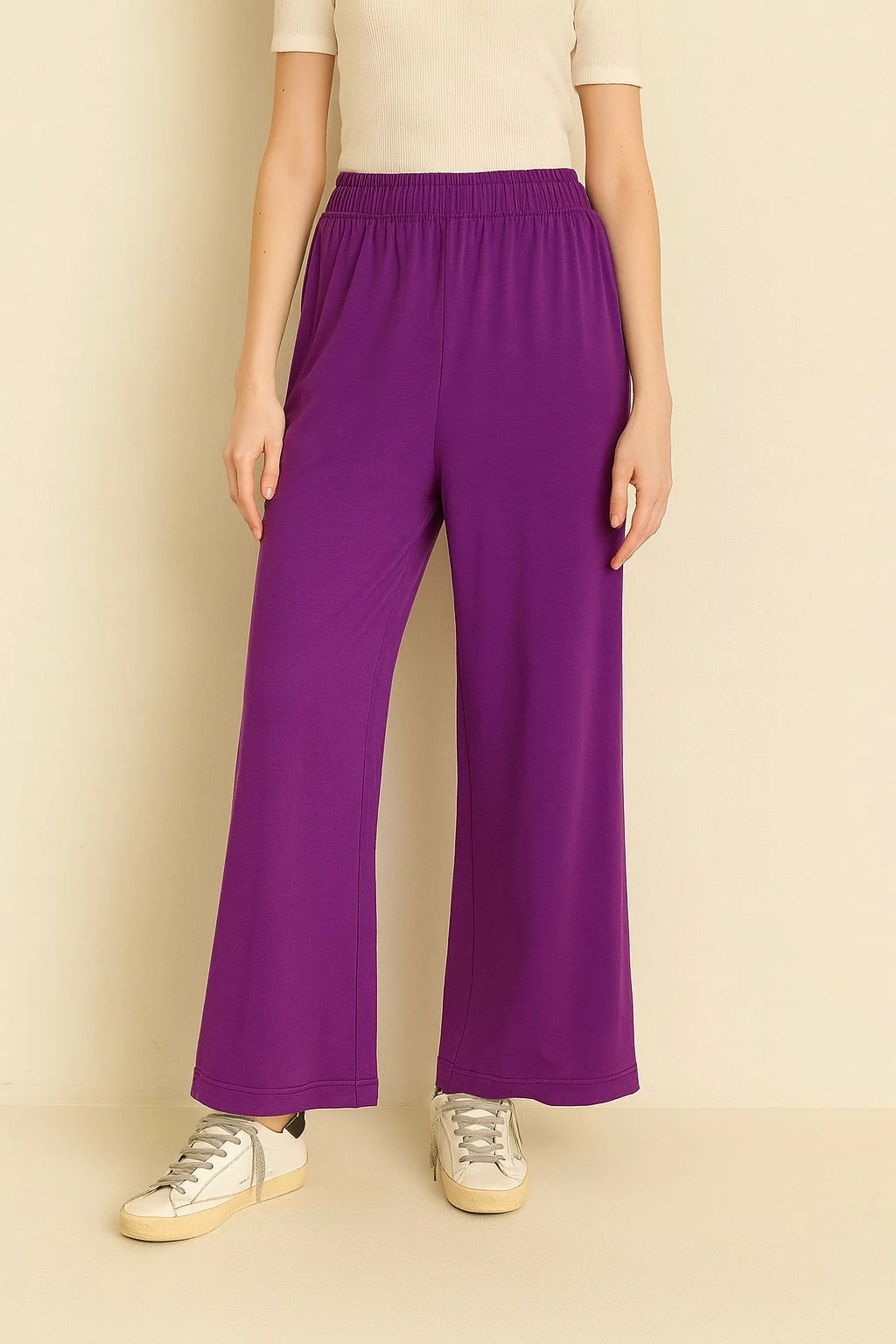Premium Kumaş Yüksek Bel Pantolon Mor