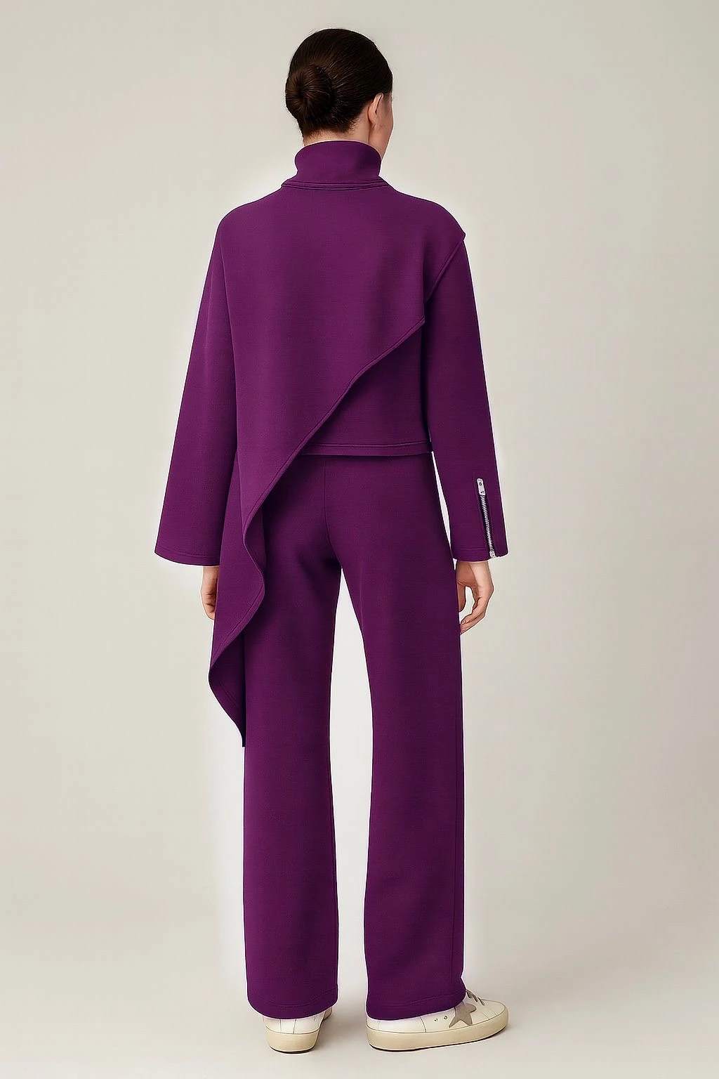 TAKIM Pelerin detaylı bluz pantolon takım premium kumaş