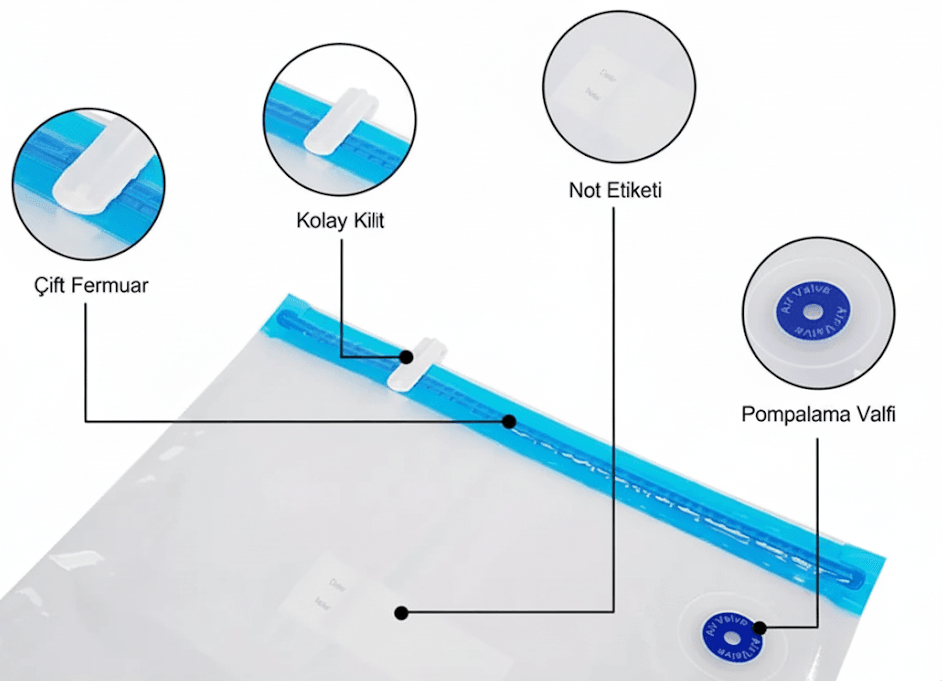 Vakumlu Filament Saklama Poşeti ve Pompası Seti