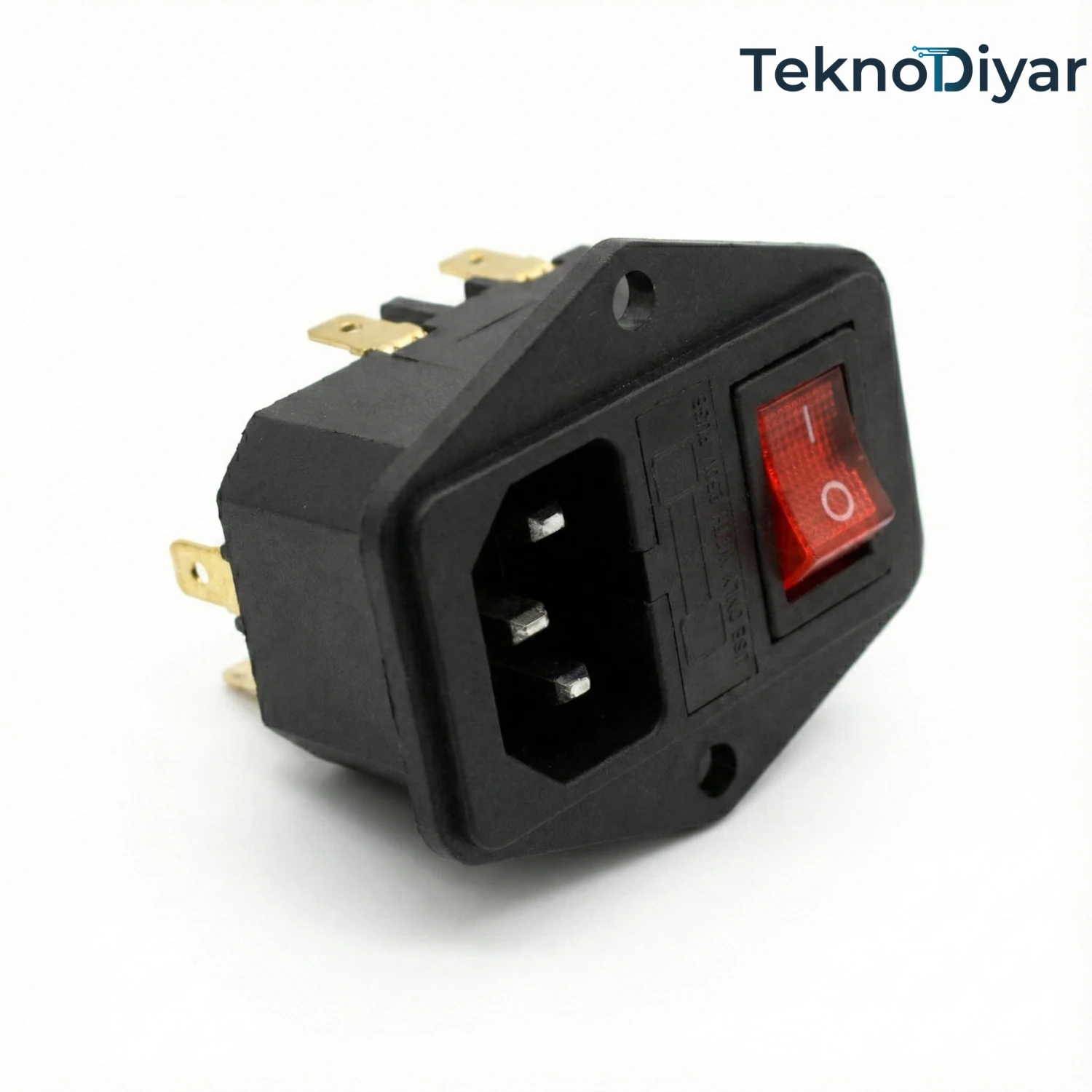 10A 250V Sigortalı ve Işıklı Anahtarlı AC Power Giriş Soketi (IEC C14) - 3D Yazıcı ve CNC İçin 2'si 1 Arada Güç Prizi