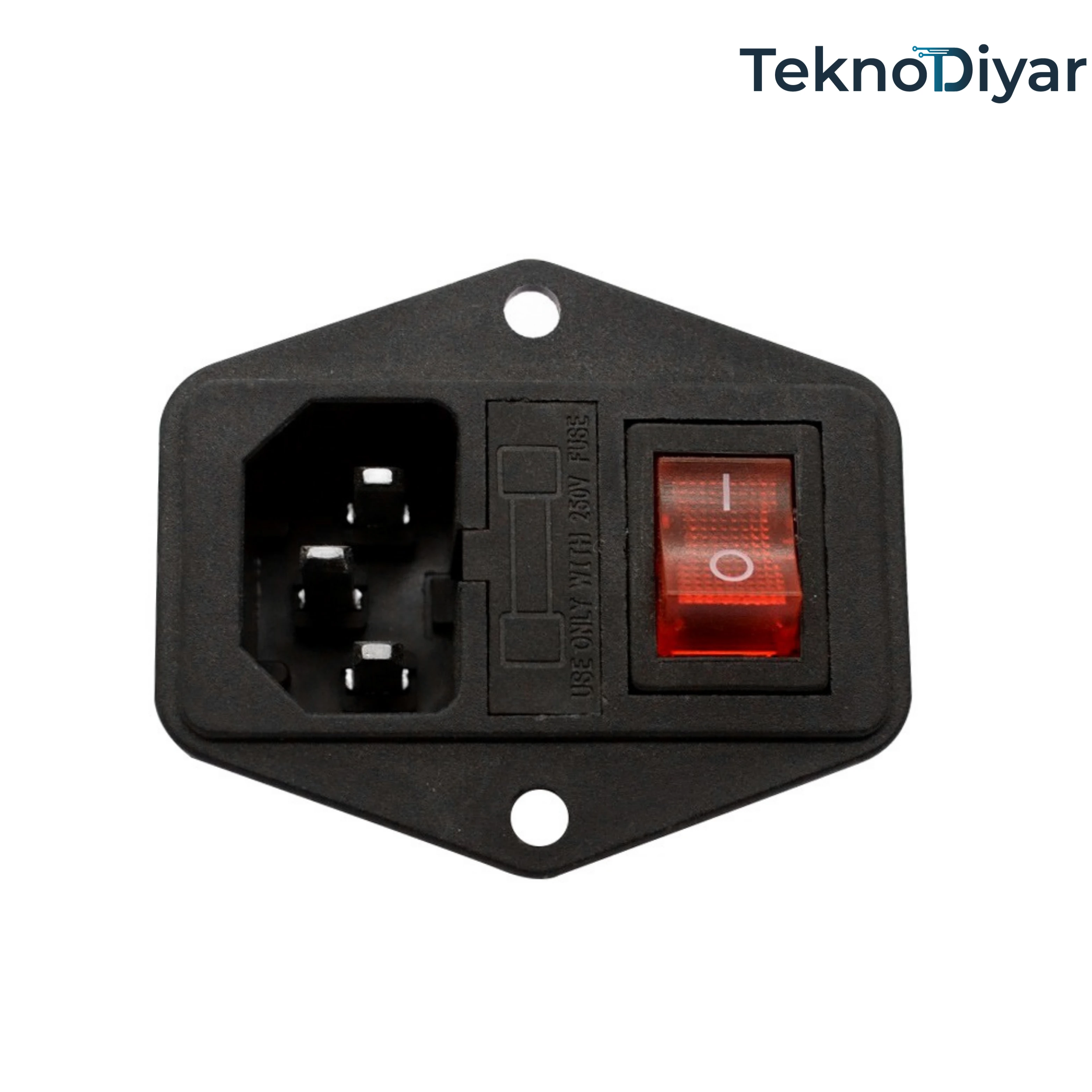 10A 250V Sigortalı ve Işıklı Anahtarlı AC Power Giriş Soketi (IEC C14) - 3D Yazıcı ve CNC İçin 2'si 1 Arada Güç Prizi