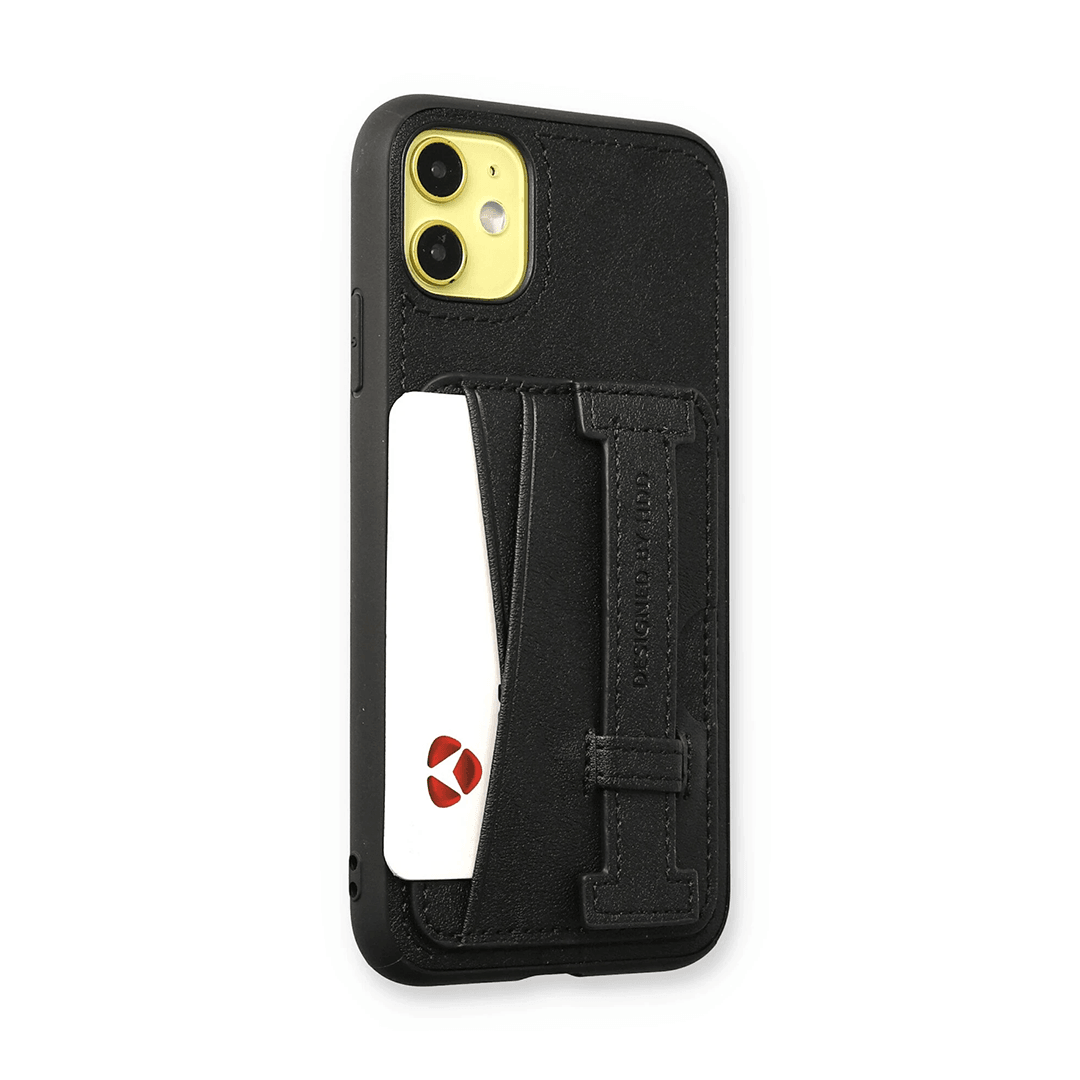 HDD iPhone 12 Kılıf HD Deri Kartvizitli Kılıf - Siyah