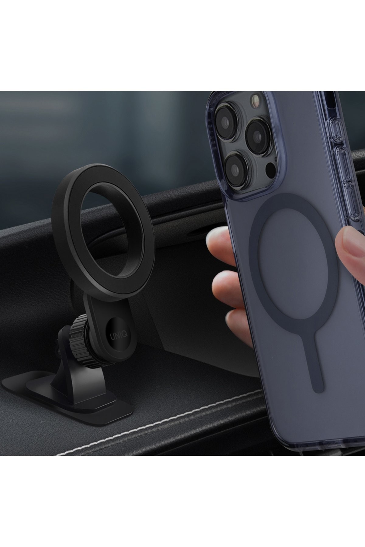 UNIQ Trelix Manyetik Mıknatıslı 360° Dönen Araç Tutucu - Siyah