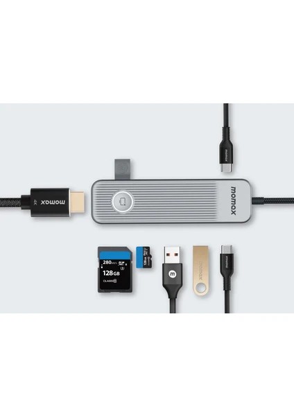 MOMAX DH17 1-Link USB-C Hub 7 in 1 Çoklayıcı - Gri