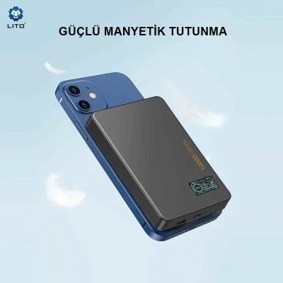 LITO LP07 15W Ultra İnce 5’i 1 Arada Manyetik Qi2 Powerbank 10000 mAh