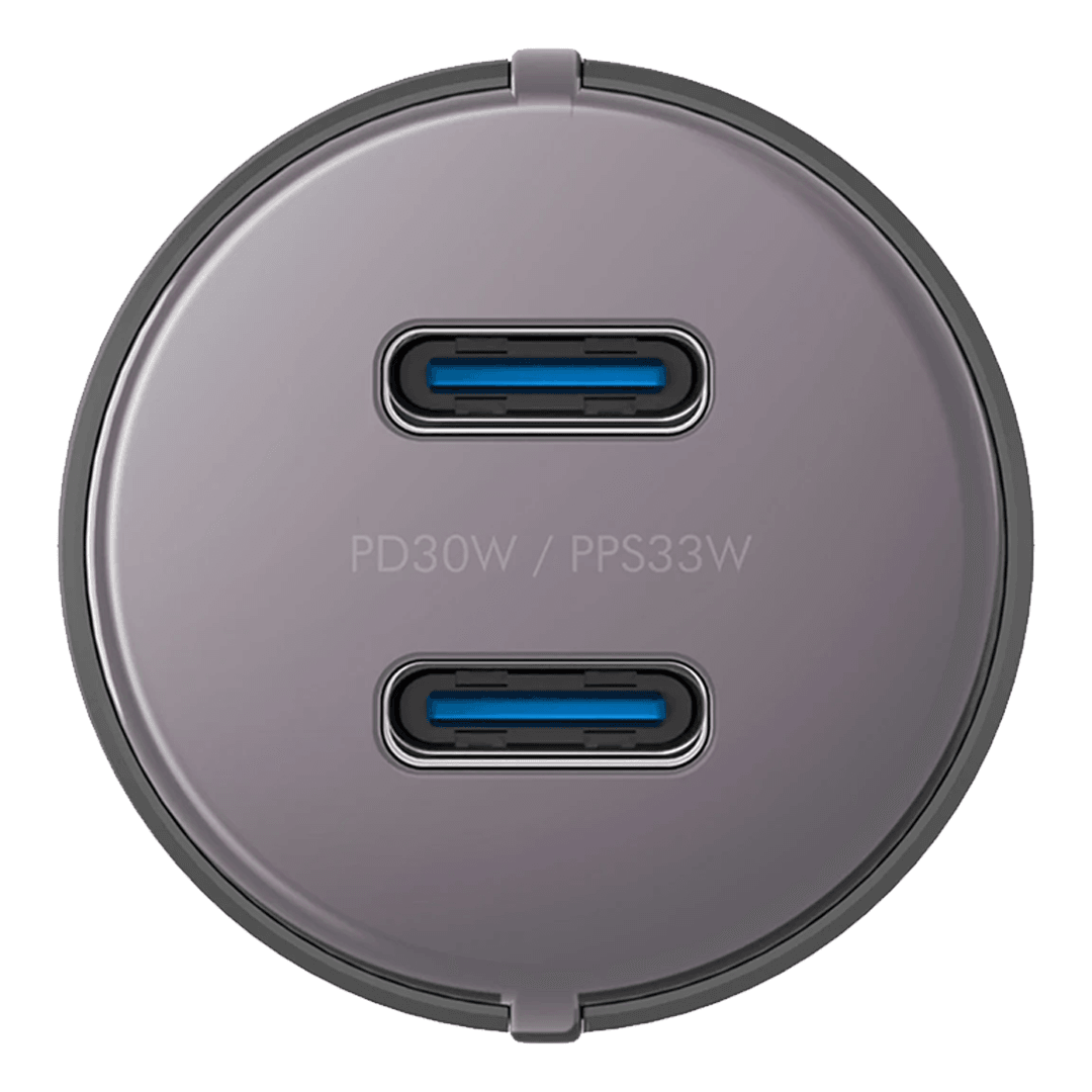 ENERGEA AluDrive D60 66W 2 Adet 33W Type-C Çıkışlı Alüminyum Araç İçi Şarj Aleti - Koyu Gri