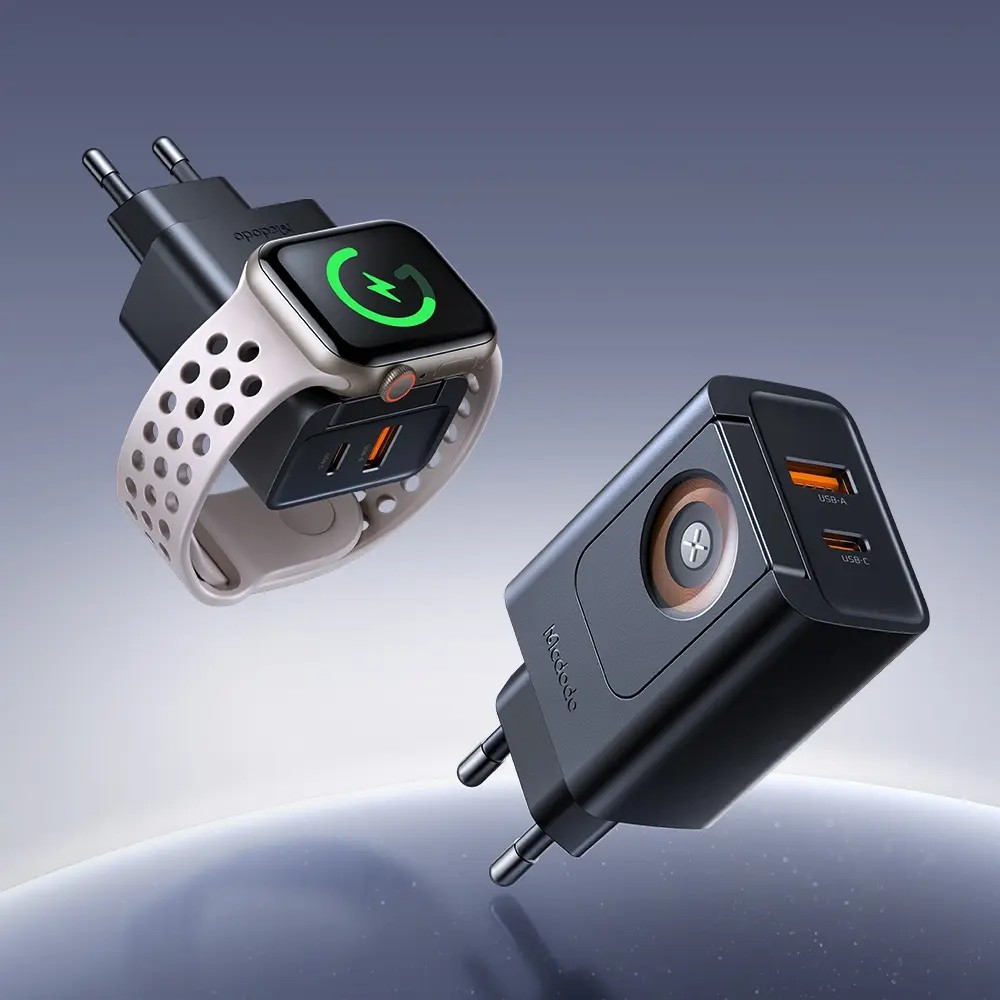 MCDODO CH-3700 30W 2'si 1 Arada Kablosuz Apple Watch ve Seyahat Şarj Adaptörü