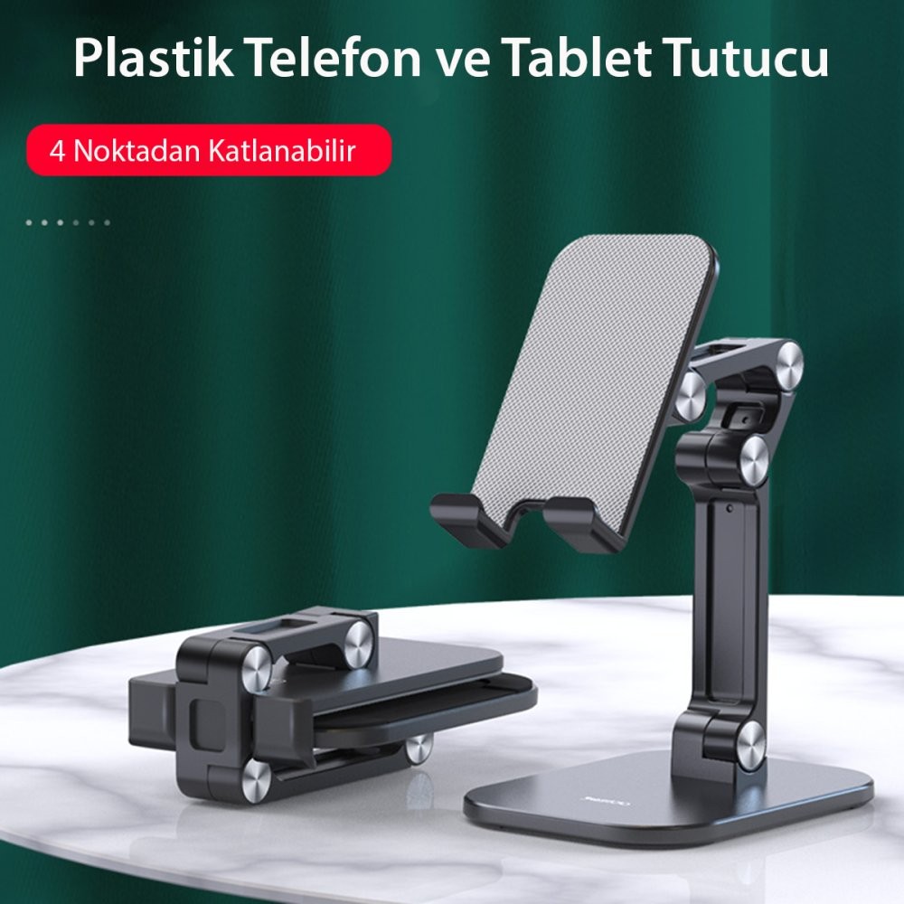 YESIDO C104 Ayarlanabilir Katlanabilir Masaüstü Telefon Tablet Standı - Siyah