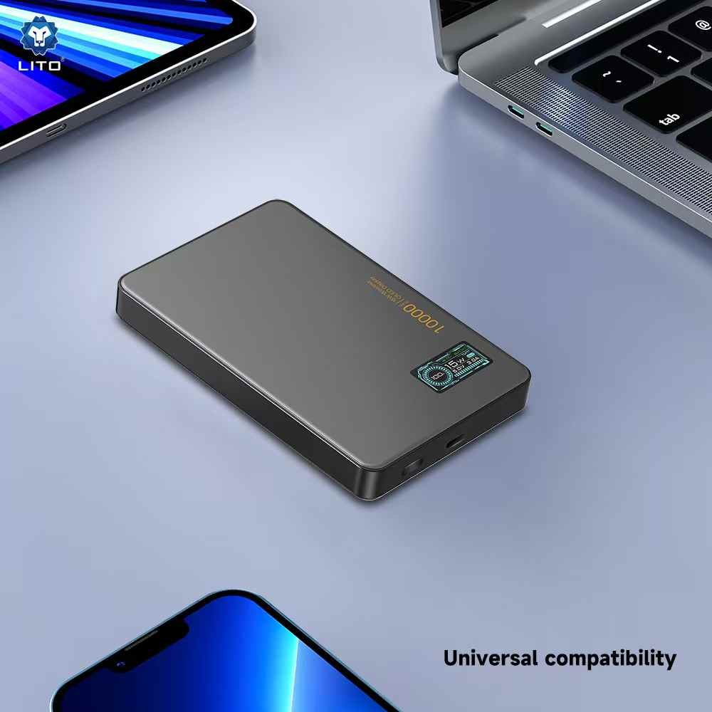 LITO LP07 15W Ultra İnce 5’i 1 Arada Manyetik Qi2 Powerbank 10000 mAh