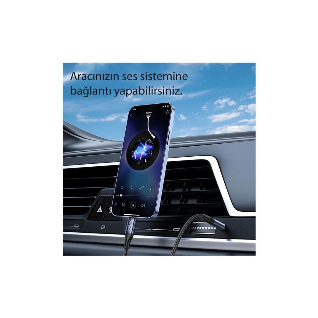 YESIDO YAU35 Lightning to Aux Kablo 1M - Siyah