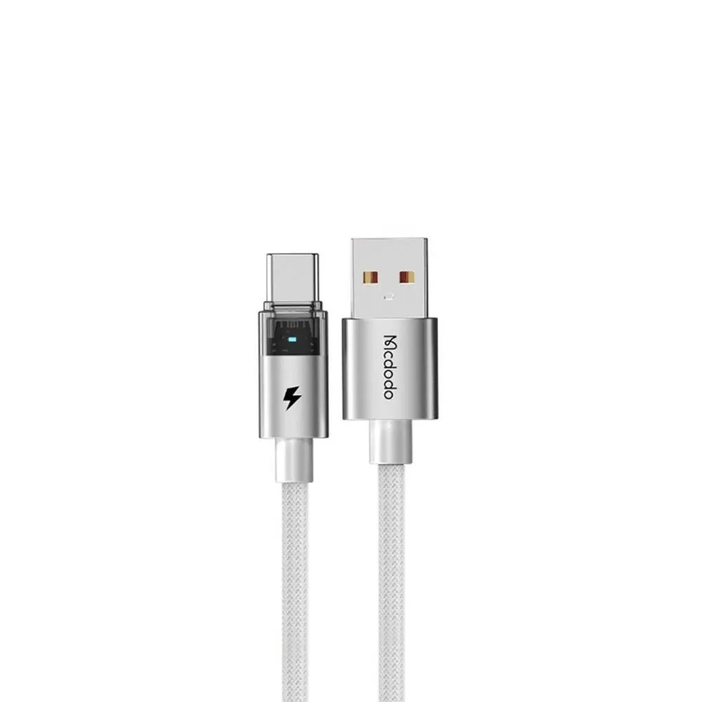 MCDODO CA-6892 USB-A to Type-C 1.2 m Şeffaf Şarj Işıklı Kablo - Beyaz