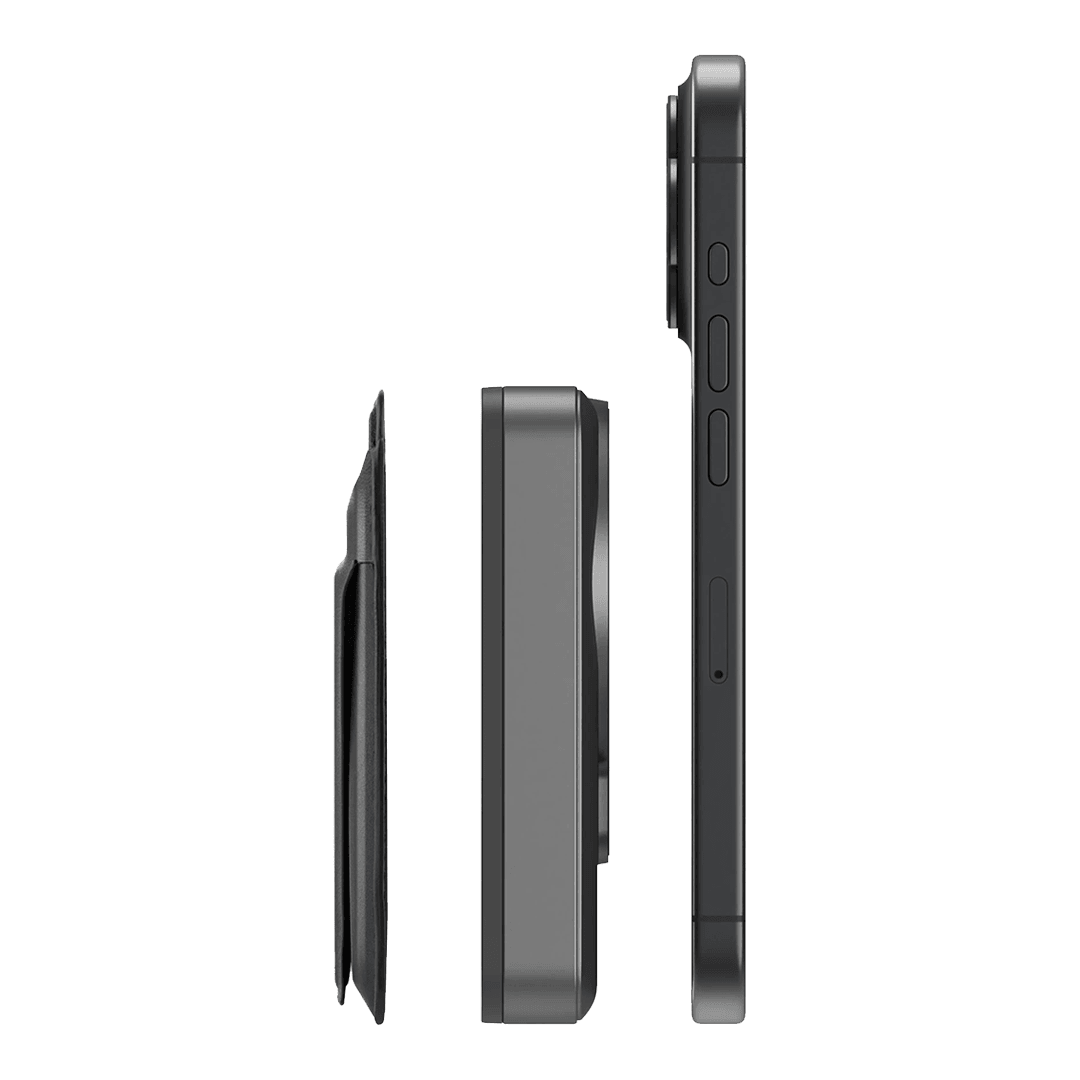 ENERGEA MagWallet Card 10K 10.000 mAh 20W Type-C ve 15W Kablosuz Şarj Çıkışlı Ekstra Stand Özellikli Magsafe Kartlıklı PD Hızlı Şarj Magsafe Powerbank - Koyu Gri