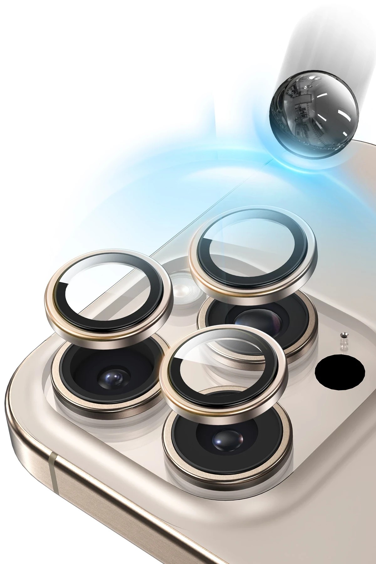 KEEPHONE iPhone 16 Pro Max Silikon Metal Kamera Lens Koruyucu