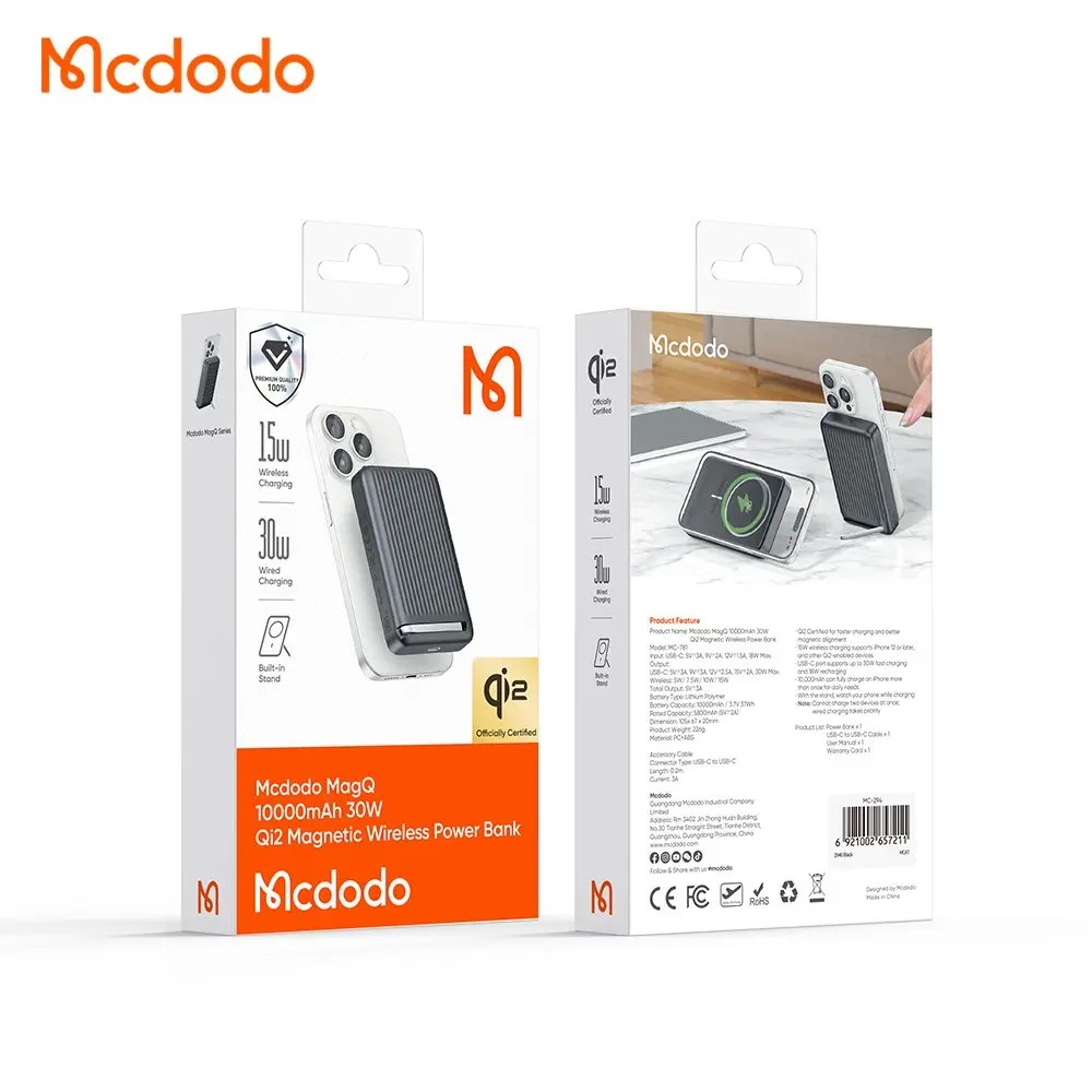 MCDODO MC-781 10.000 Mah 30 W Qi2 Manyetik Stantlı Powerbank