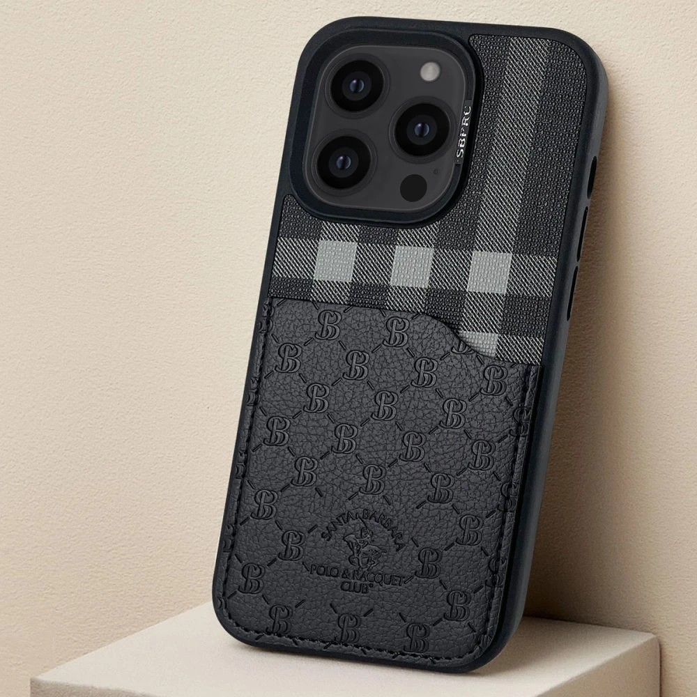 SBPRC iPhone 13 Pro Max Plaid Kartvizitli Kılıf - Siyah