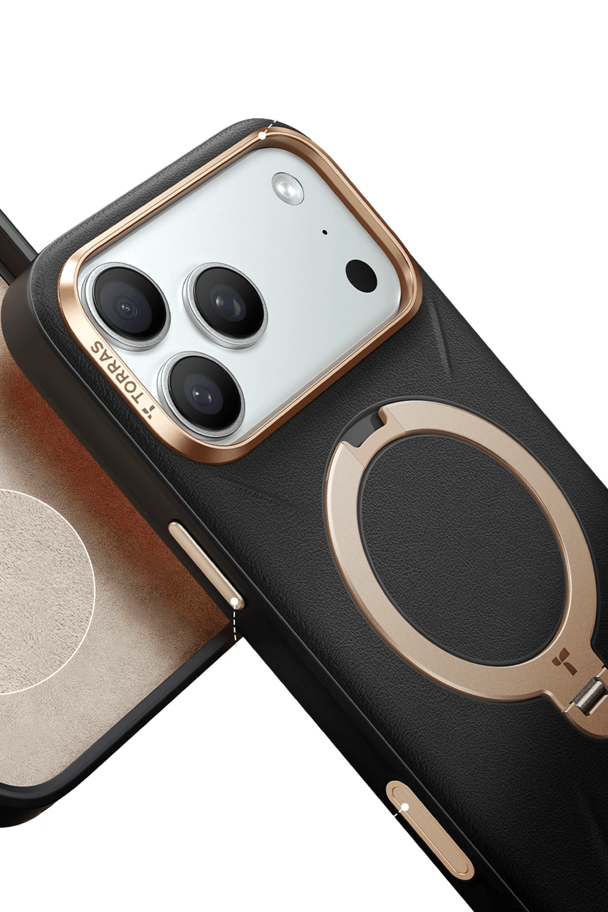 TORRAS iPhone 17 Pro O Stand Spin VegSkin Serisi Magsafe Kılıf