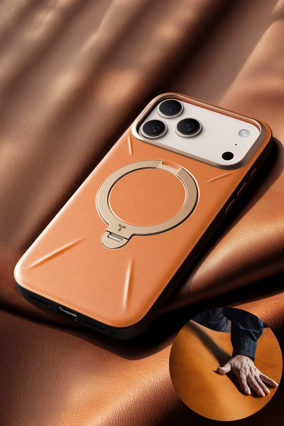 TORRAS iPhone 17 Pro O Stand Spin VegSkin Serisi Magsafe Kılıf