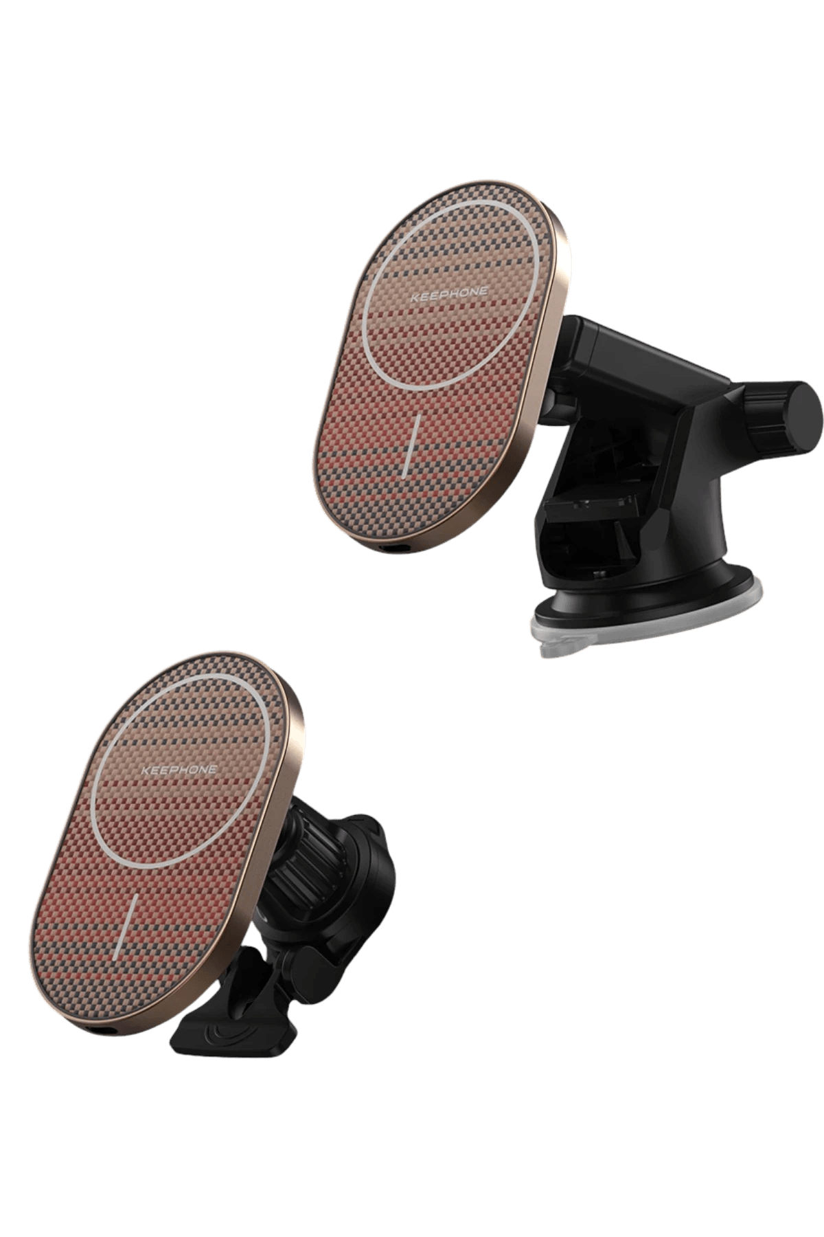 KEEPHONE KPW-081 Kevlar Seanova 2in1 360 Derece Ayarlanabilir 15W Kablosuz Şarj Destekli Manyetik Magsafe Telefon Tutucu