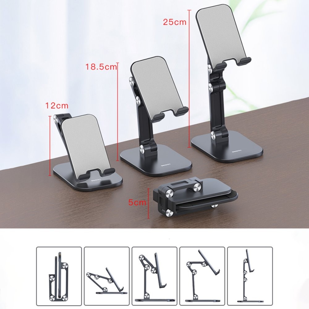 YESIDO C104 Ayarlanabilir Katlanabilir Masaüstü Telefon Tablet Standı - Siyah