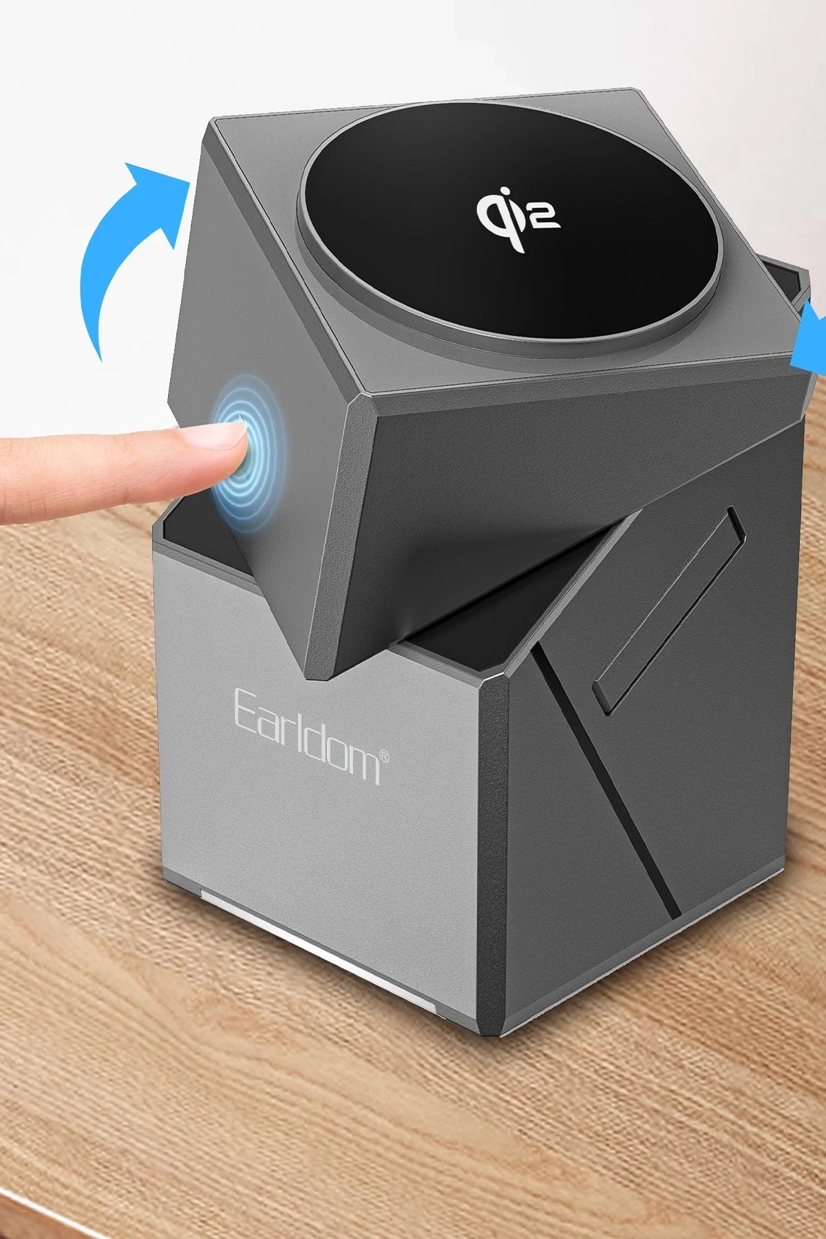 EARLDOM WC65 3 in 1 15W Telefon 2.5W Saat ve 5W Airpods İçin Kablosuz Şarj Standı - Gri