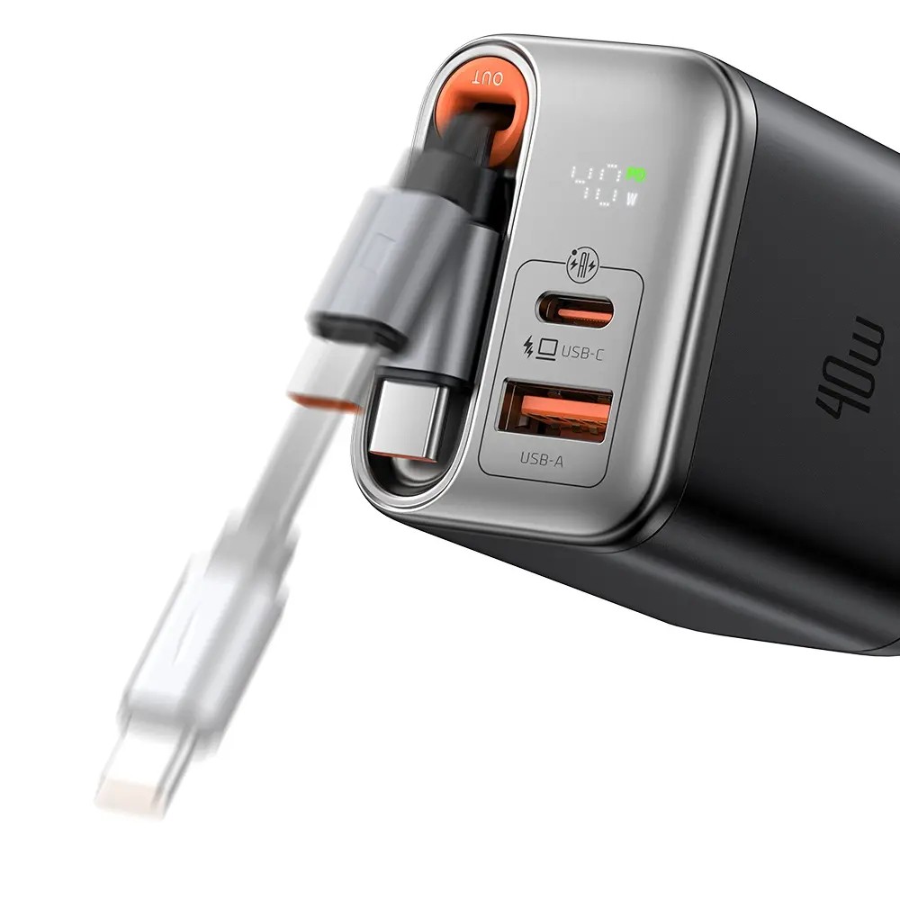 MCDODO CH-4281 FreeGo 40W Dahili Geri Çekilebilir Kablolu GaN Şarj Cihazı 