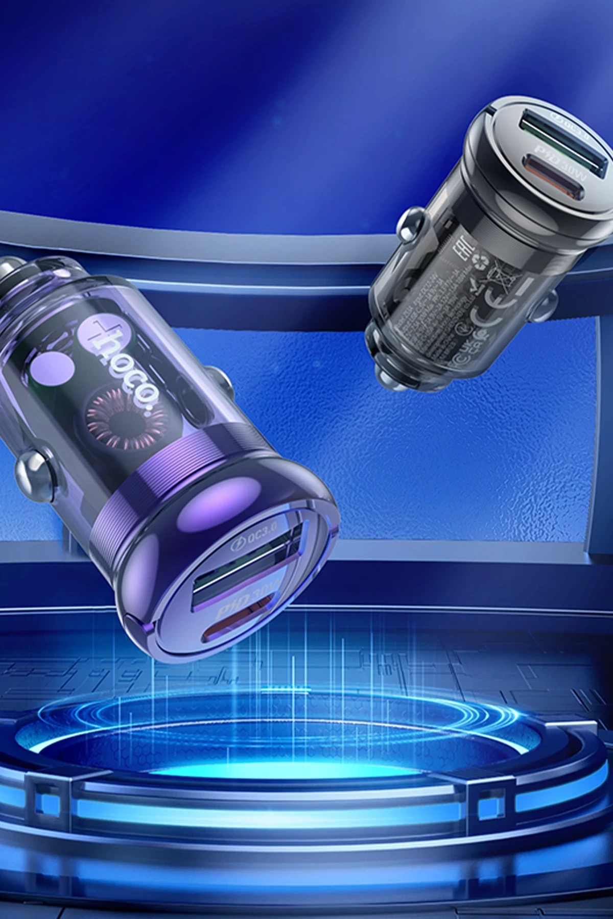 HOCO Z53A PD 30W Type-C ve USB Çıkışlı Araç Şarjı - Siyah