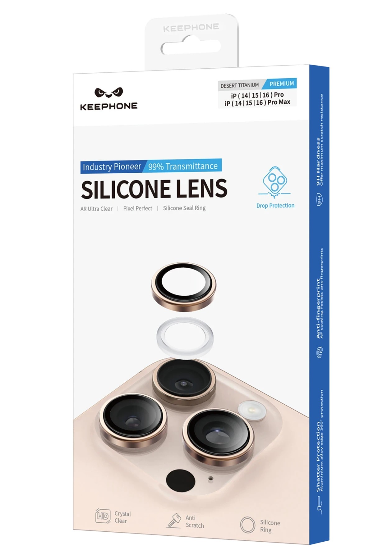 KEEPHONE iPhone 16 Pro Max Silikon Metal Kamera Lens Koruyucu