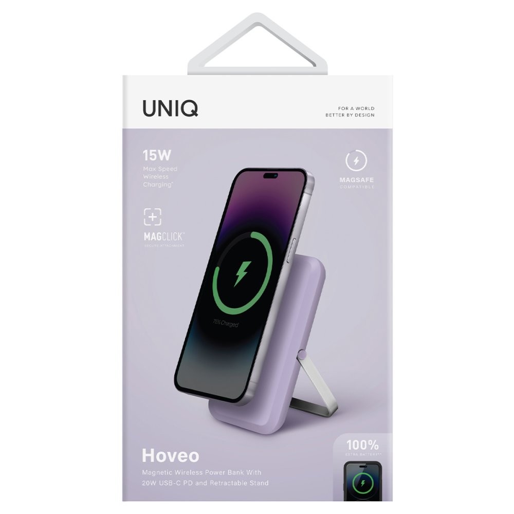 UNIQ Hoveo 5.000mAh Manyetik PD Kablosuz Type-C Stantlı Powerbank