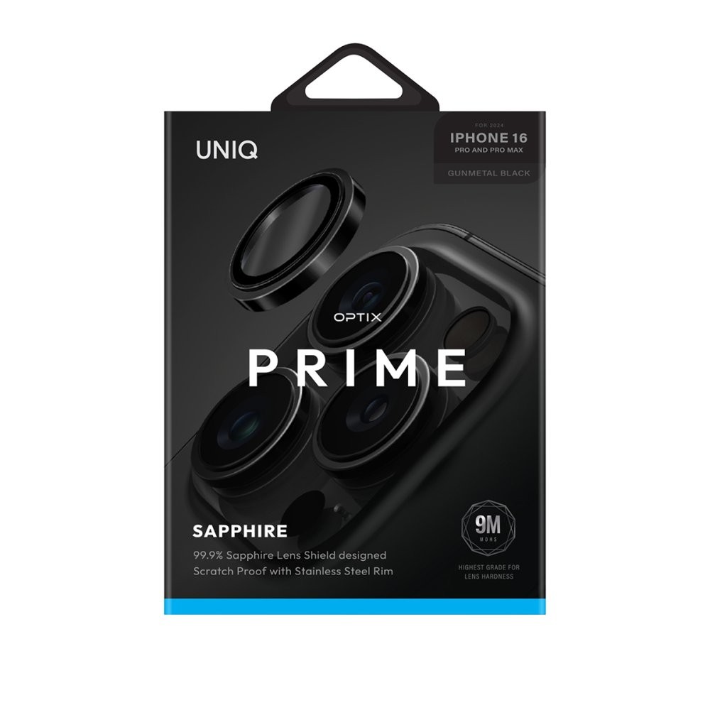 UNIQ iPhone 16 Pro Max Optix Çelik Çerçeveli Sapphire Kamera Lens Koruyucu