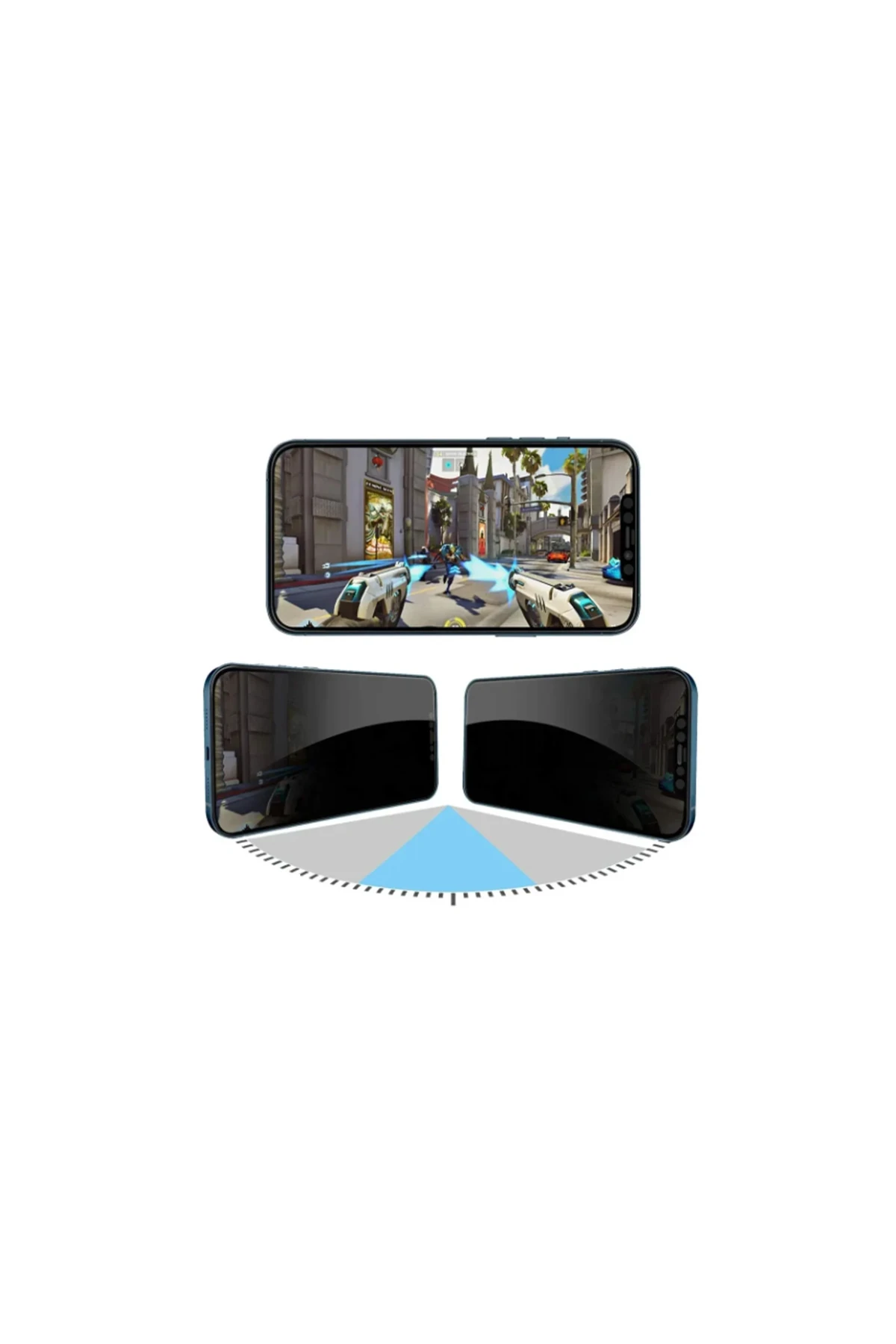 URR iPhone 16 Plus 4 Way Anti Spy 360 Privacy Cam Ekran Koruyucu - Siyah