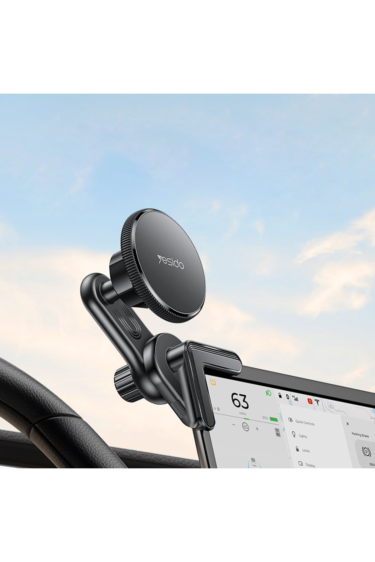 YESIDO C213 360 Derece Ayarlanabilir Araç CarPlay Ekranına Sabitlenen Magsafe Araç Telefon Tutucu - Siyah