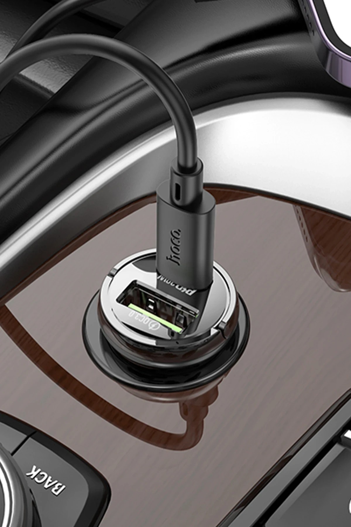 HOCO Z53A PD 30W Type-C ve USB Çıkışlı Araç Şarjı - Siyah
