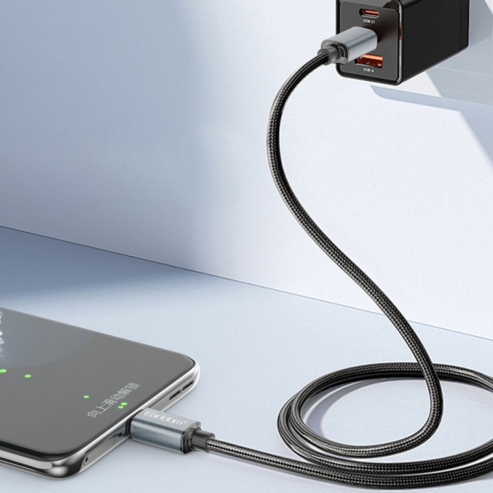 EARLDOM EC-200C 2M 3A USB to Type-C Hızlı Şarj Kablosu - Siyah