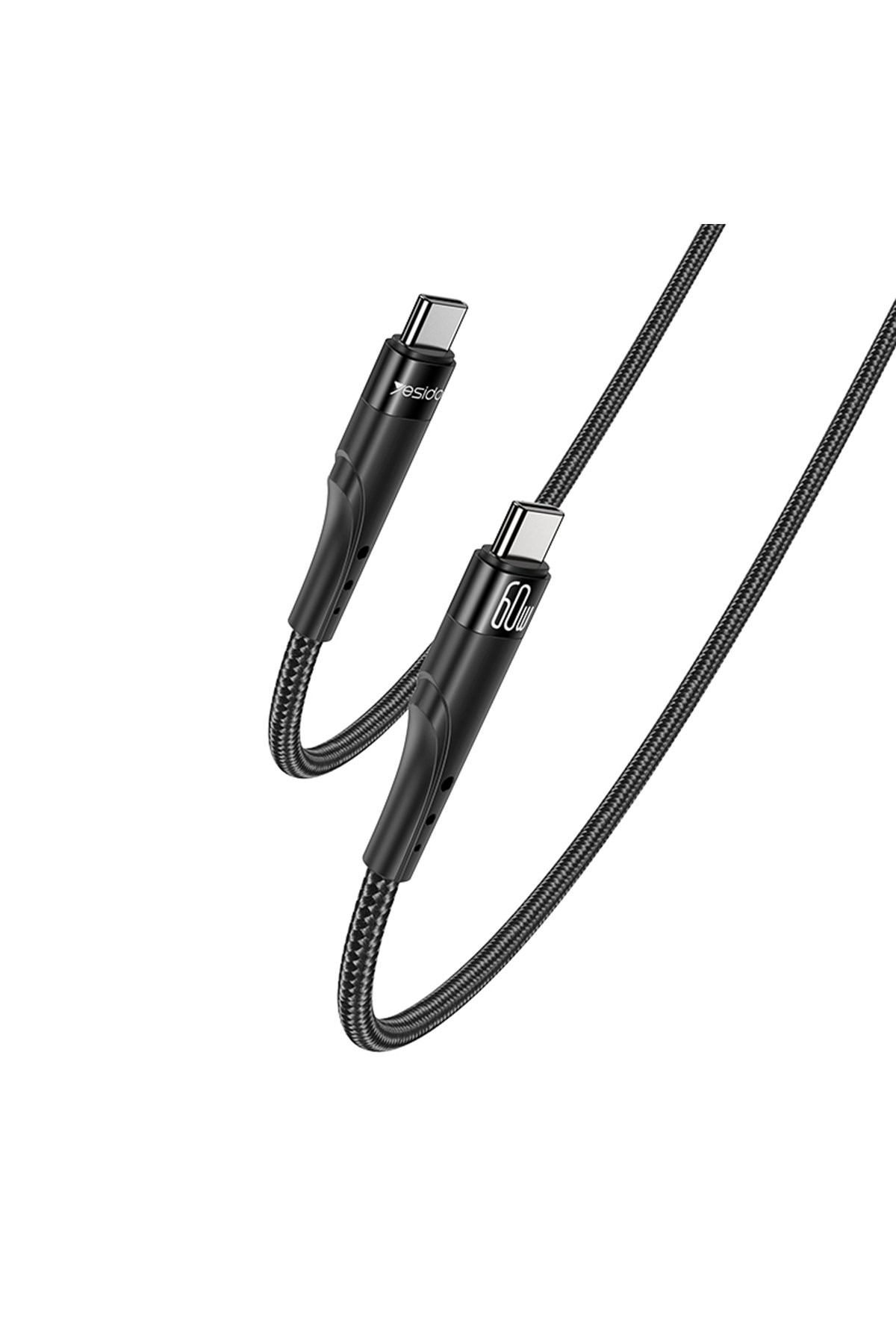 YESIDO CA116 3M 60W Hasırlı Type-C to Type-C PD Hızlı Şarj Kablosu - Siyah