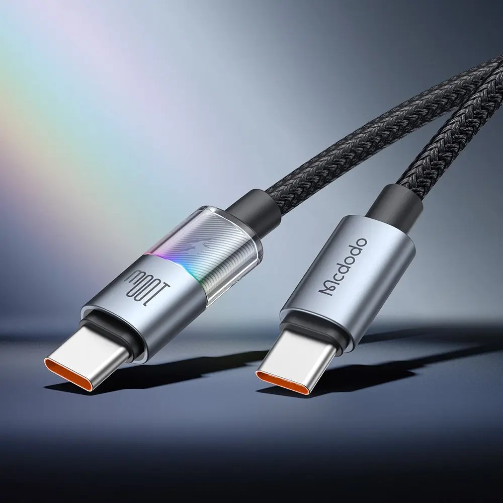 MCDODO CA-8200 Type-C to Type-C 7 Renkli LED Işıklı 100W 1.2 m Kablo