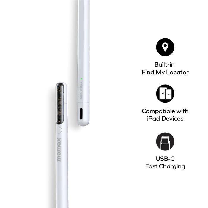 MOMAX TP11W 1-Folio Flow Apple Find My Uyumlu Stylus Kalem - Beyaz