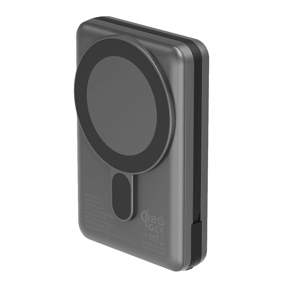 ENERGEA MagPac Pro Plus 10.000 mAh 1 Adet 20W Type-C 1 Adet 20W Type-C Kablo ve 15W Kablosuz Şarj Çıkışlı PD Hızlı Şarj Magsafe Powerbank - Koyu Gri