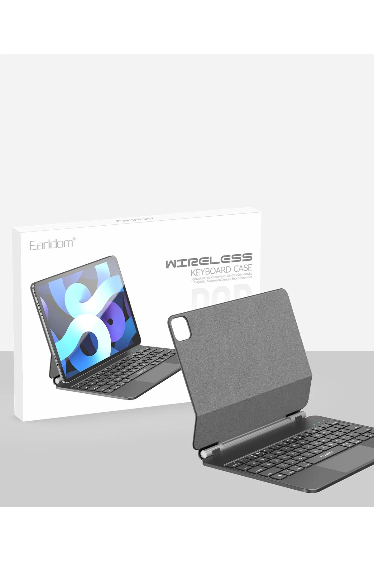 EARLDOM KB10P iPad Pro 13 (2024) Kablosuz Klavyeli Tablet Kılıfı - Siyah