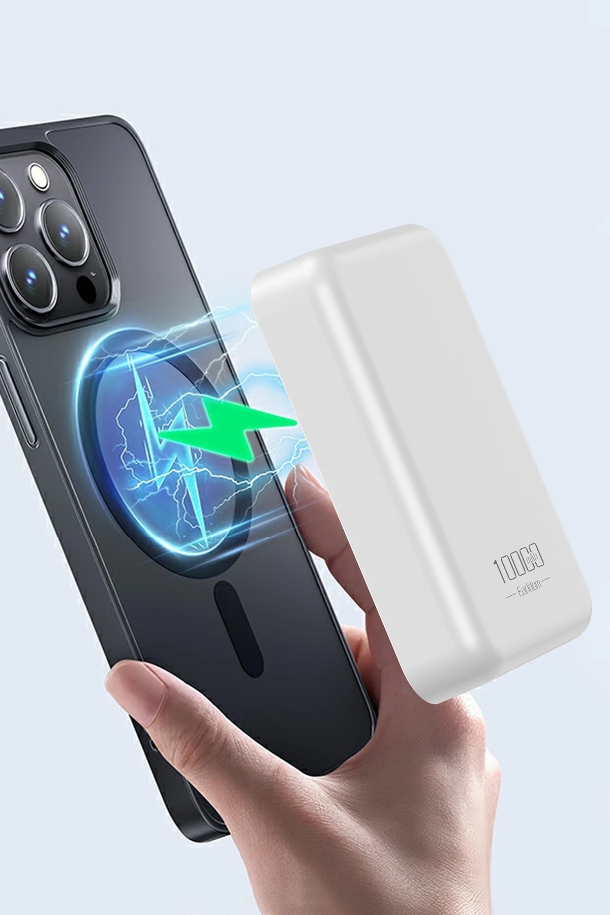 EARLDOM PD48 10.000 mAh 15W Kablosuz Şarj ve 20W Type-C Çıkışlı PD Hızlı Şarj Powerbank - Beyaz
