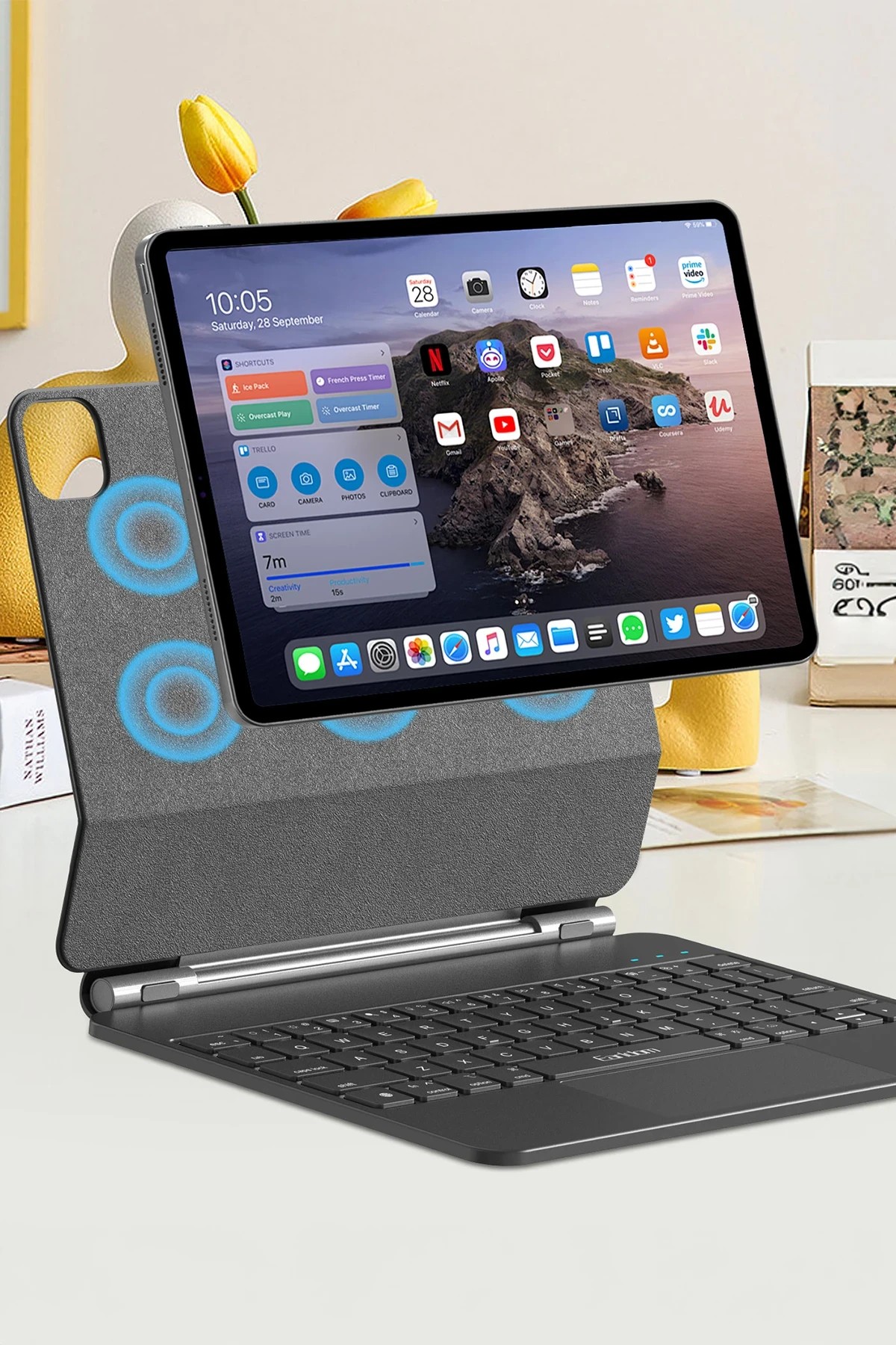 EARLDOM KB10P iPad Pro 13 (2024) Kablosuz Klavyeli Tablet Kılıfı - Siyah