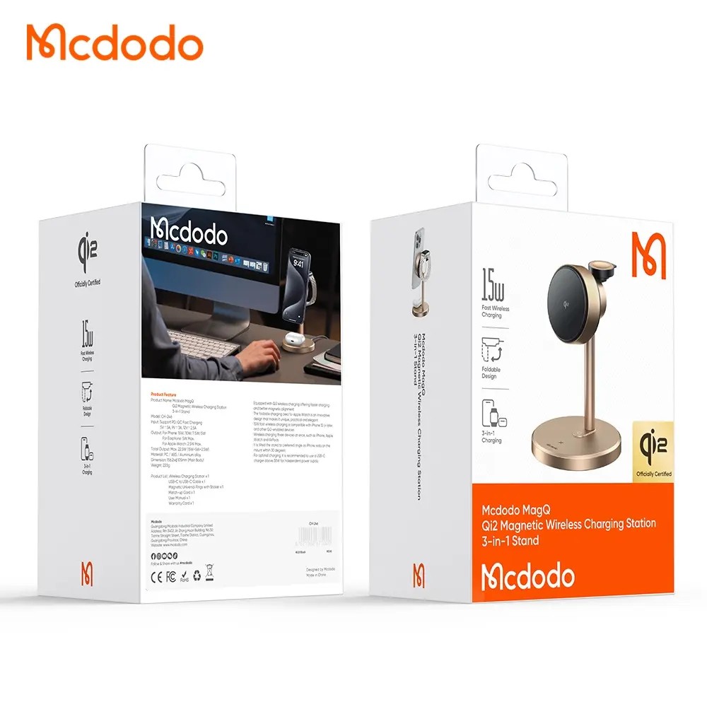 MCDODO CH-246 15W MagQ Qi2 3'ü 1 Arada Kablosuz Şarj Standı