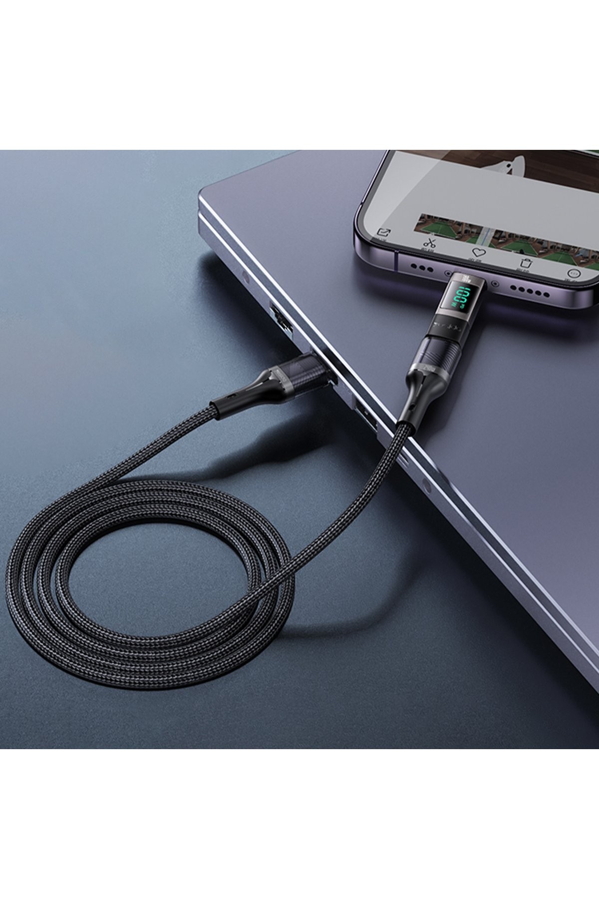 YESIDO GS24 Type-C to Type-C 100W Dijital Ekranlı Dönüştürücü - Siyah