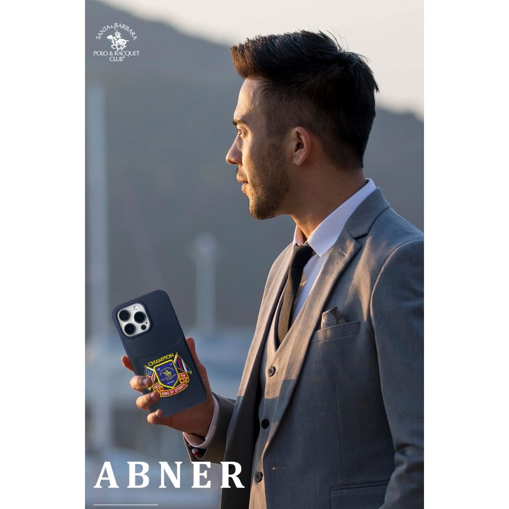 SBPRC iPhone 15 Pro Abner İçi Süet Nakış Desenli Kartvizitli Kılıf