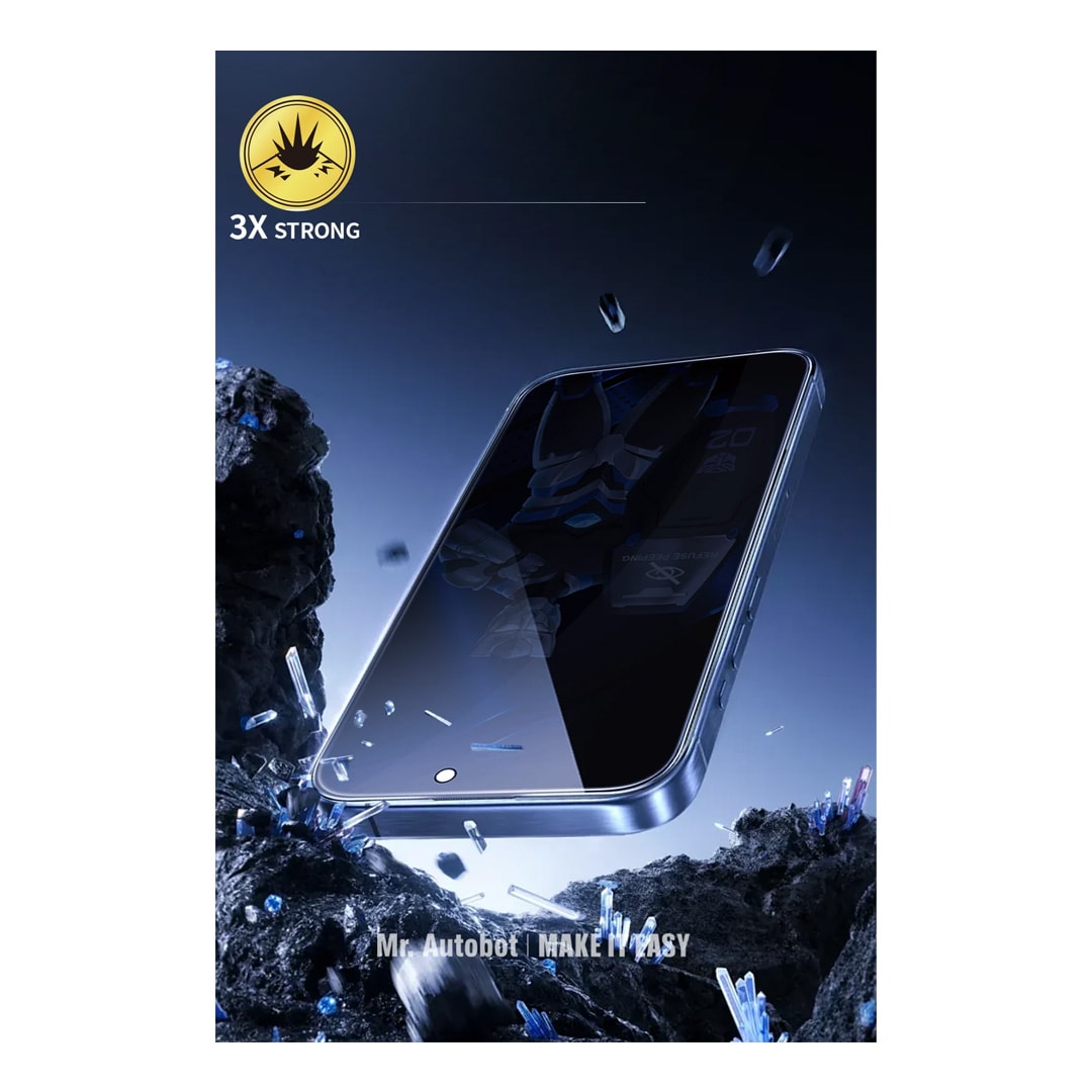 URR iPhone 17 3D Anti-Peep Curved Hayalet Cam Ekran Koruyucu - Siyah