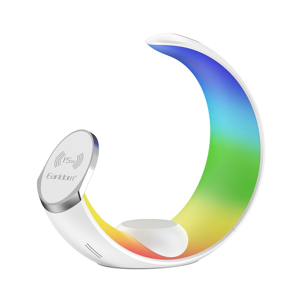 EARLDOM WC55 4 in 1 15W Telefon Saat ve Airpods İçin RGB Kablosuz Şarj Standı - Beyaz