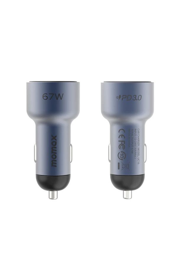 MOMAX UC16 MoVe 67W 2 in 1 Dual-Port Hızlı Araç Şarjı - Gri
