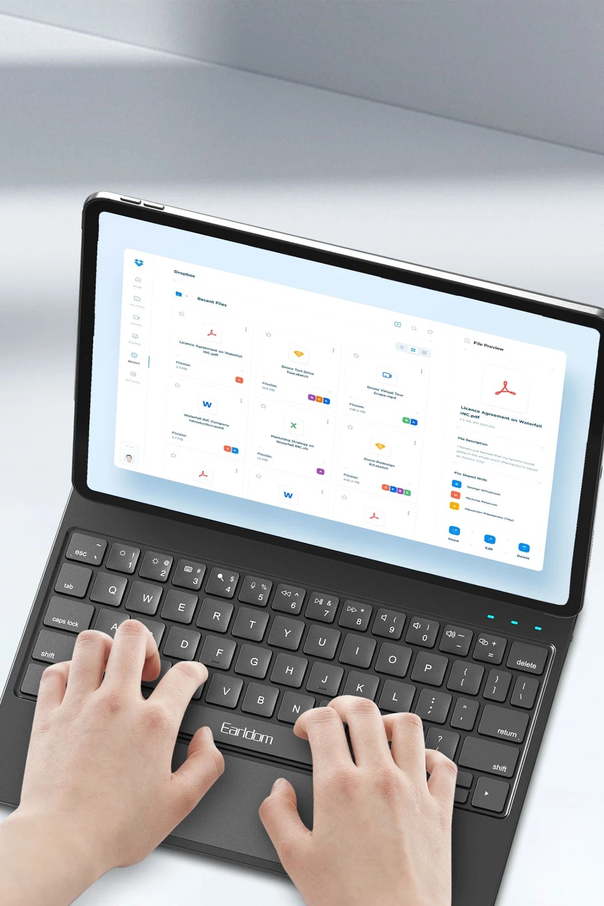 EARLDOM KB10P iPad Pro 13 (2024) Kablosuz Klavyeli Tablet Kılıfı - Siyah