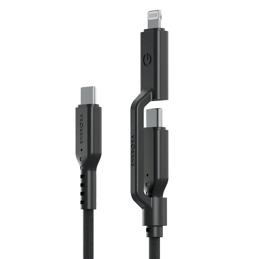 ENERGEA Flow Duo 2in1 1.5M 240W Type-C to Type-C ve Lightning PD Hızlı Şarj Kablo - Siyah