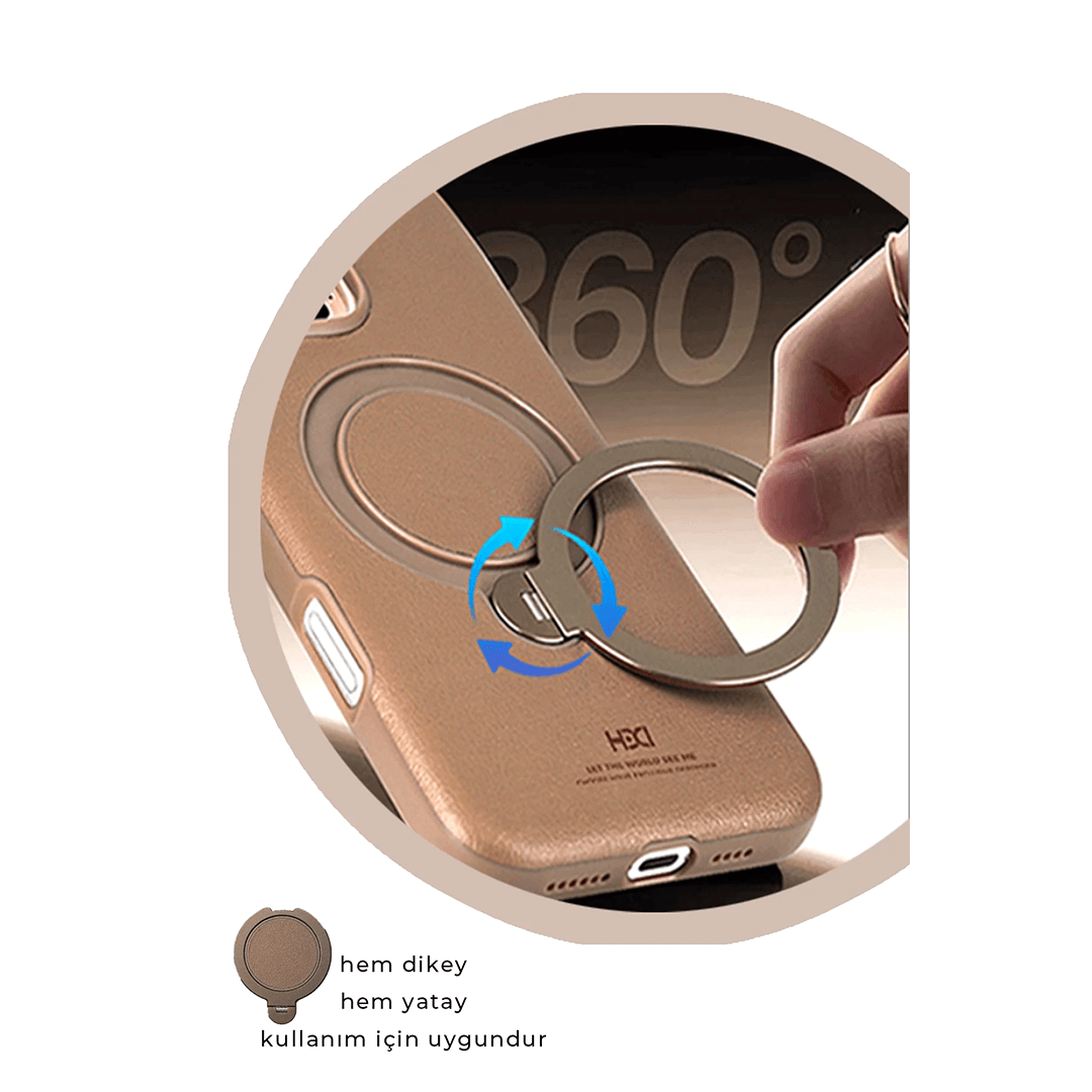 HDD iPhone 16 Pro Max Vapor Deri Magsafe Stantlı Kılıf